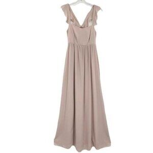 Show Me Your MuMu The June Maxi Dress in Soft Beige Chiffon